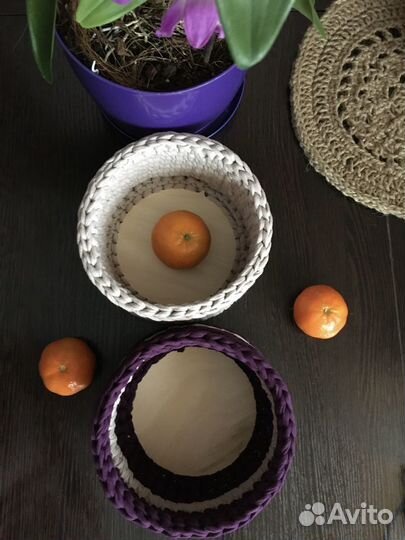 Корзинка из трикотажной пряжи