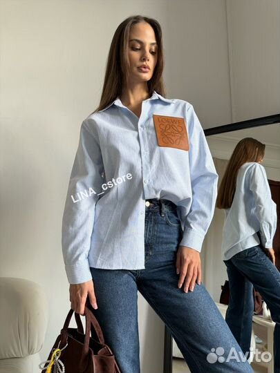 Рубашка голубая Loewe