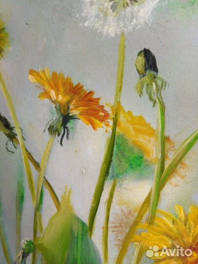 Картина маслом Цветы Одуванчики