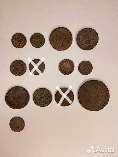 Старинные монеты 1757- 1800 гг поштучно