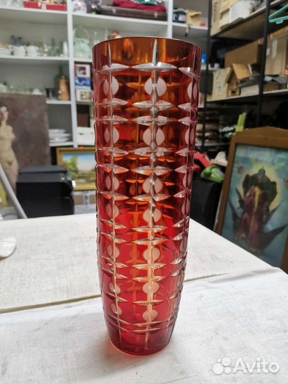 Ваза для цветов Красное стекло 28 см СССР (Ч)