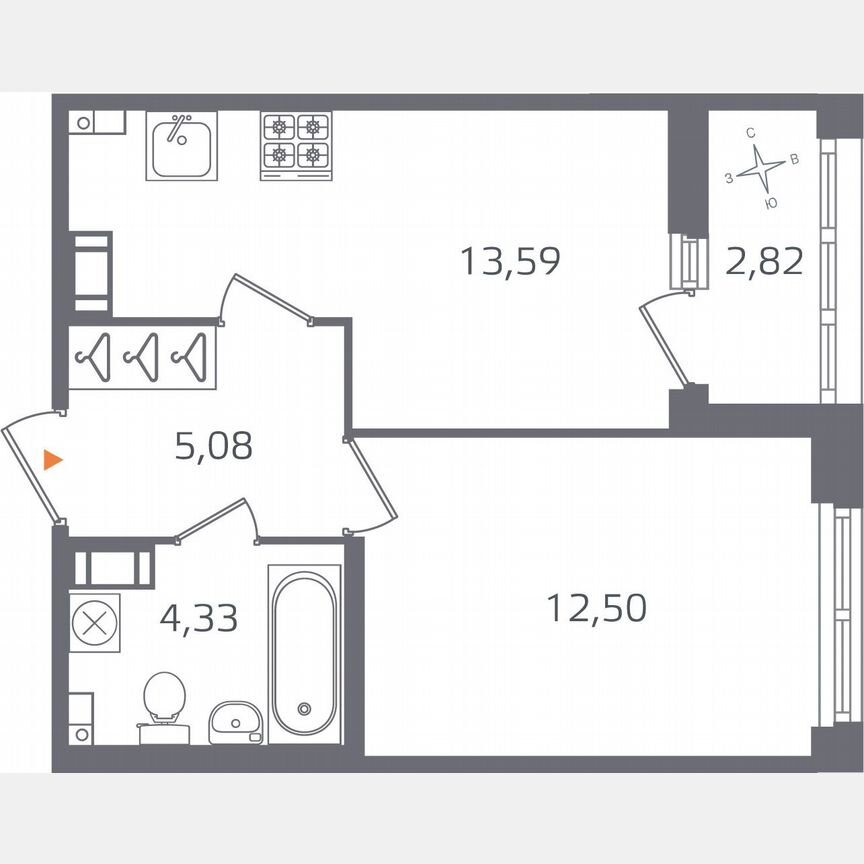 1-к. квартира, 36,9 м², 9/16 эт.