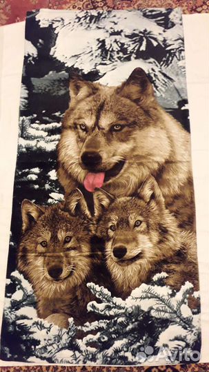 Полотенце с Волками Зимний Мотиф 145 х 70 см