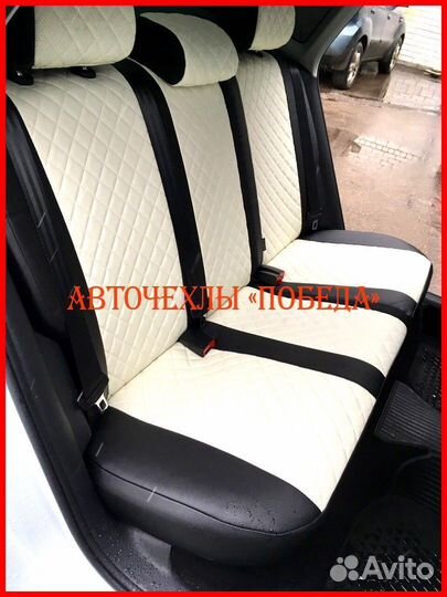 Чехлы Volkswagen Polo 5 Hb из экокожи чёрно-белые