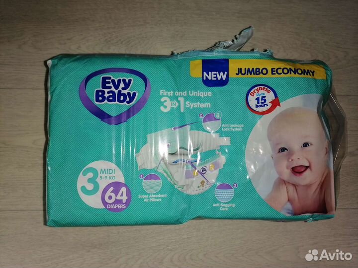 Подгузники evy baby 3
