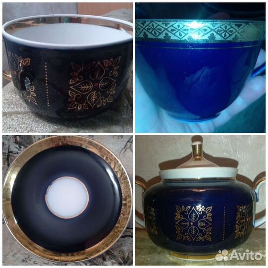 Сахарница/блюдца/чашки Кобальт Винтаж СССР