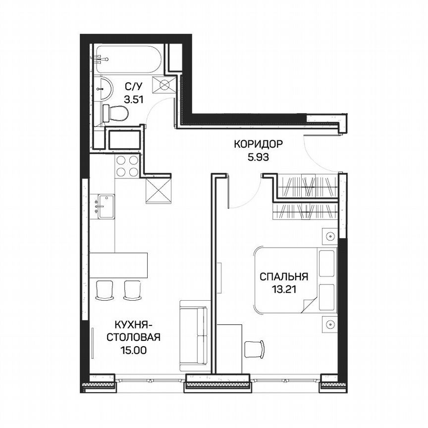 1-к. апартаменты, 38 м², 5/8 эт.