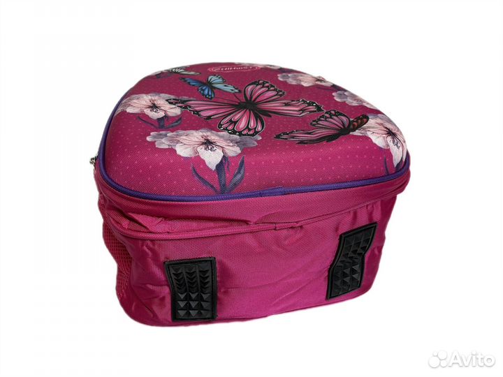 Школьный рюкзак с бабочками розовый