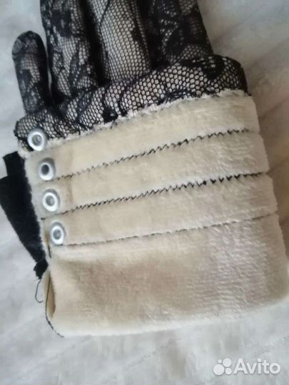 Перчатки женские кружевные тёплые