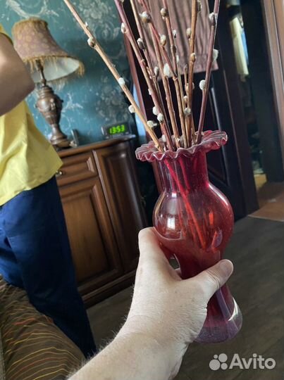 Ваза красное стекло СССР