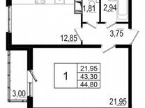 1-к. квартира, 43,5 м², 2/18 эт.