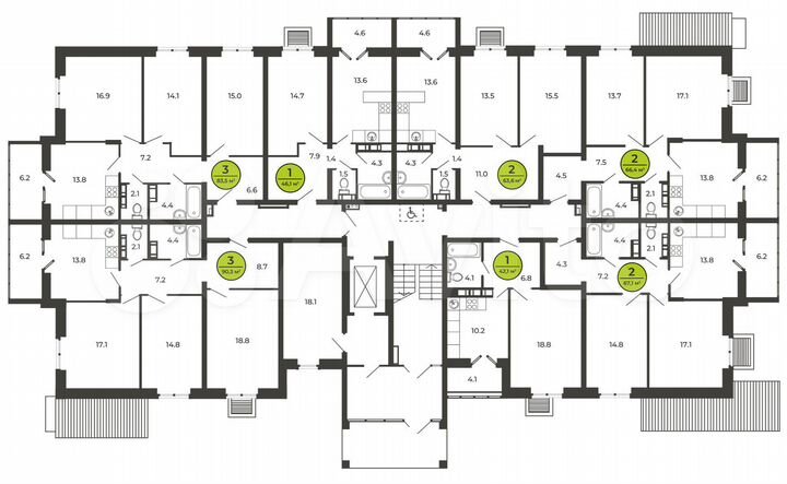 2-к. квартира, 66,5 м², 1/9 эт.