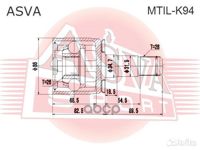 Шрус внутренний перед лев Asva mtil-K94 mtil-K94