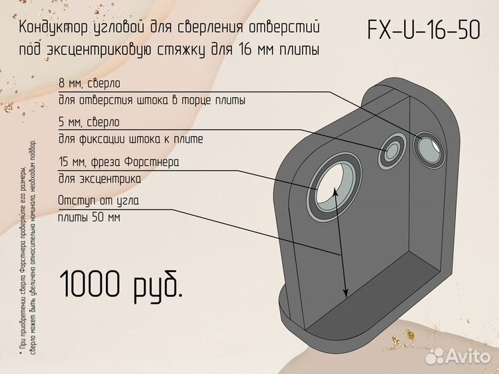 Мебельный шаблон угловой под эксцентрик и шканты
