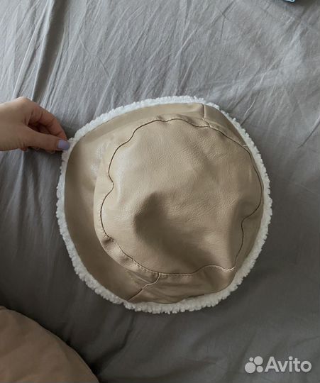 Панама теплая кожаная