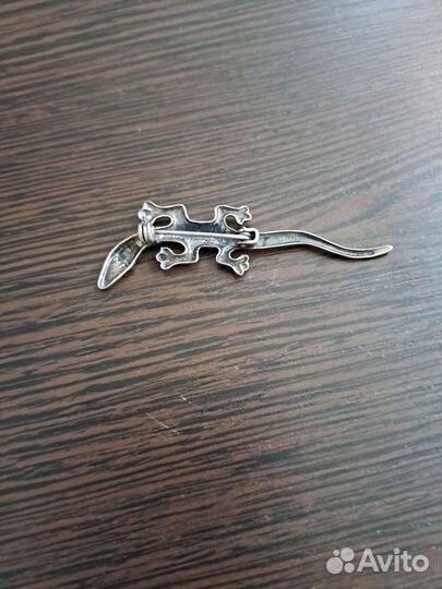 Брошь ящерица Серебро