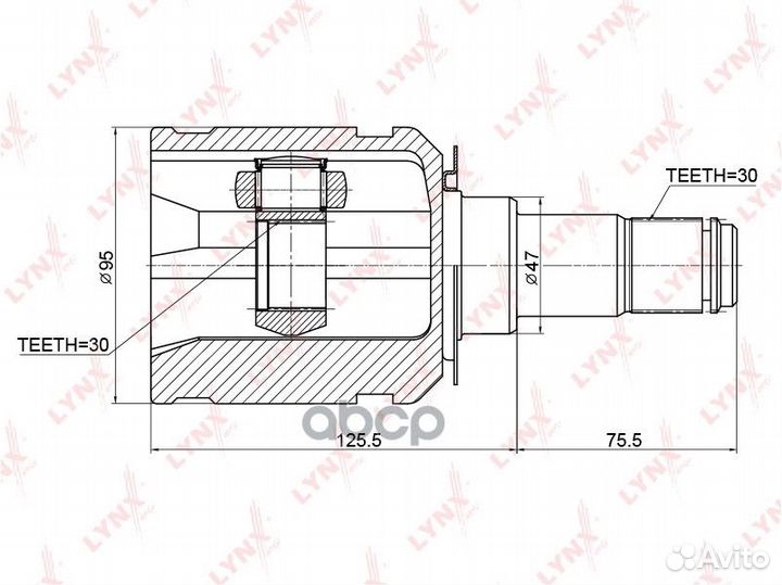 Шрус внутренний перед прав/лев CI3721 lynxauto