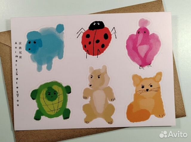 Стикерпак авторский - сердитые зверюшки