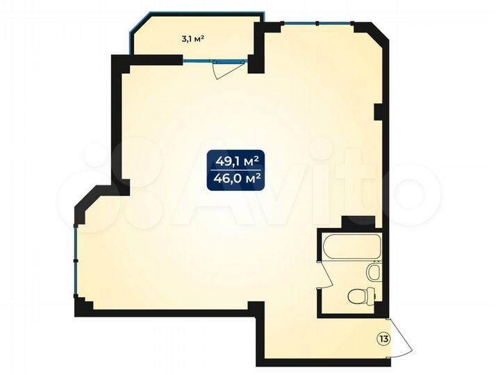 2-к. квартира, 49,1 м², 3/11 эт.