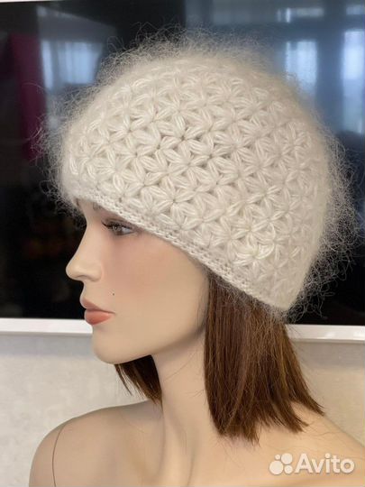 Шапка пуховая вязаная