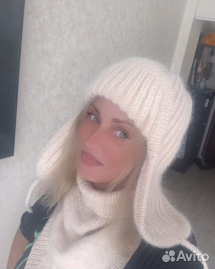 Шапка ушанка и снуд пух норки