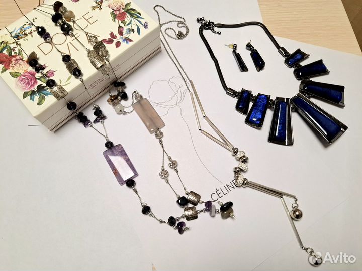 Бижутерия колье цепи украшения из камня хэнд мейд