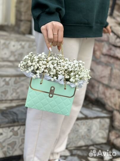 Гипсофила в коробочке. Цветы. Букет