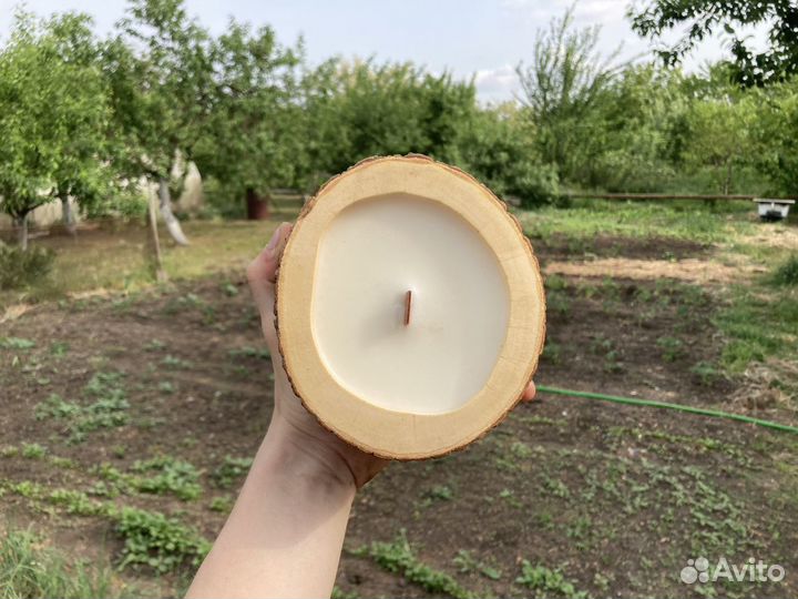 Свеча в дереве 14см, подсвечник из массива дерева