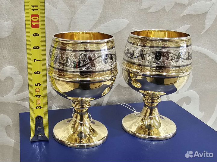 Рюмки серебро с позолотой набор