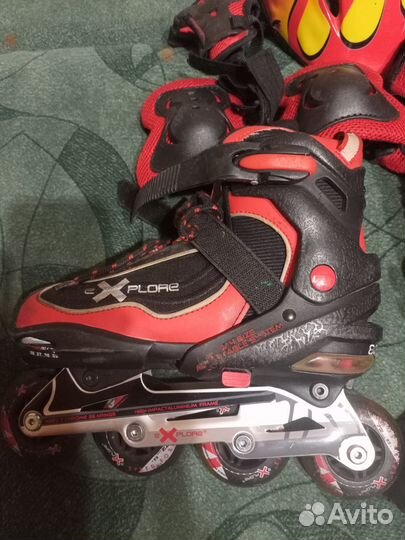 Детские коньки роликовые+защита б/у размер 35-38