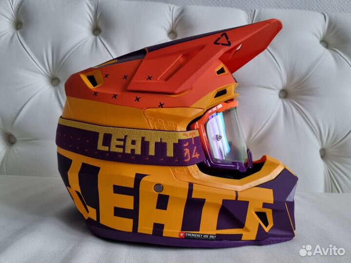 Новый мотошлем Leatt 7.5 с очками Фиолетовый Оранж