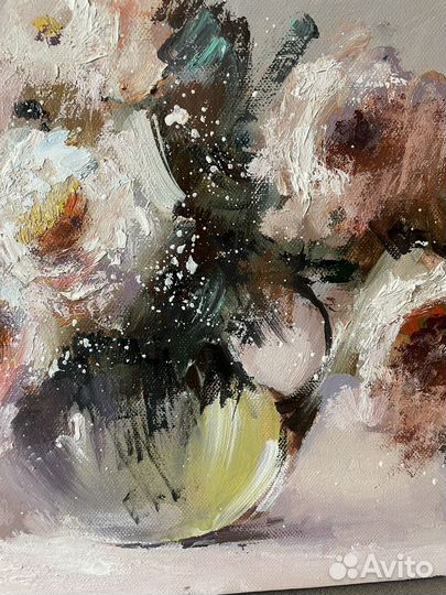 Букет роз в вазе картрна маслом на холсте 27*41 см