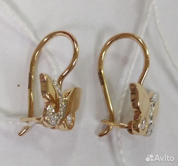 Золотые серьги с фианитом (7720)