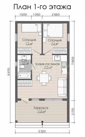 Дом 52 м² на участке 9,4 сот.