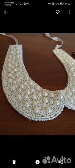 Накладной воротничок съёмный из бисера новый