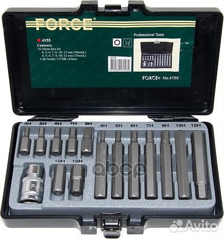 1/2 Набор бит-шестигран. 15пр.4-22mm L30,75mm