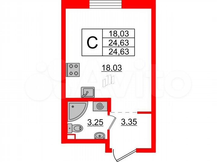 Квартира-студия, 26 м², 4/21 эт.