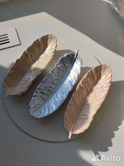 Подставка для украшений перо декор из гипса