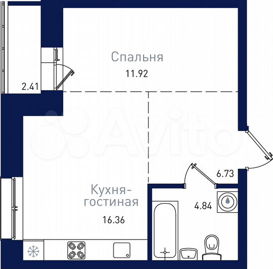 1-к. квартира, 42,3 м², 12/19 эт.