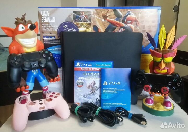 Sony PS4, Slim, 500+ игр, 2 геймпада
