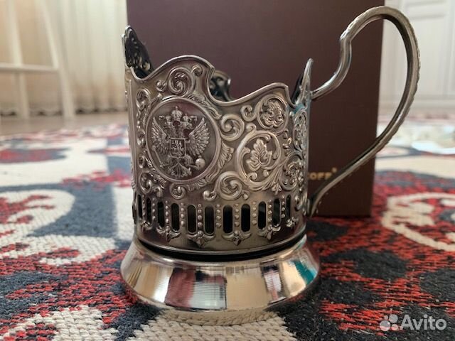 Подстаканник Отечество Долг Честь никелированный с