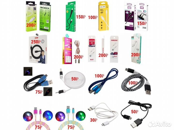 Кабели iPhone / Type-C / Micro-USB от 1А до 6А