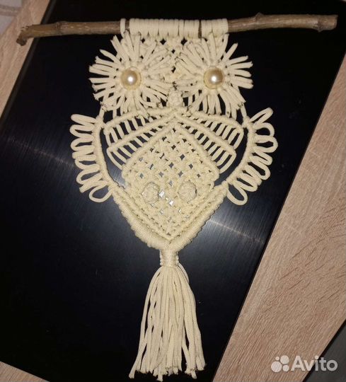 Сова интерьерная макраме