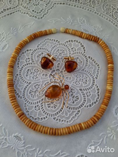 Янтарные броши СССР, серьги