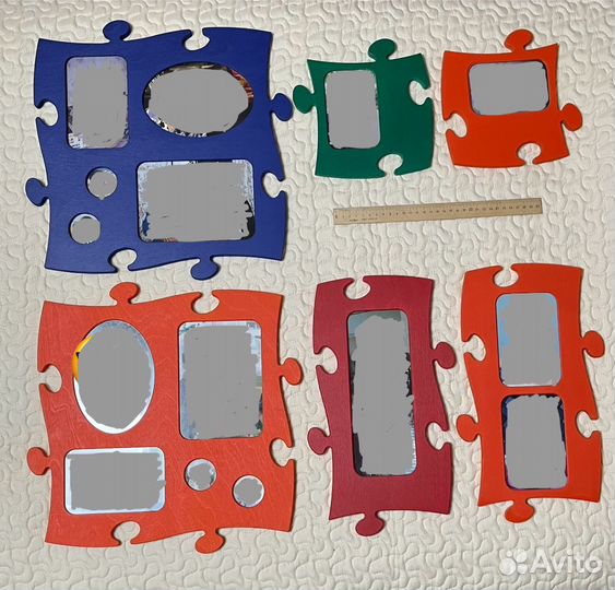 Рамки для фото (6 шт) деревянные пазлы