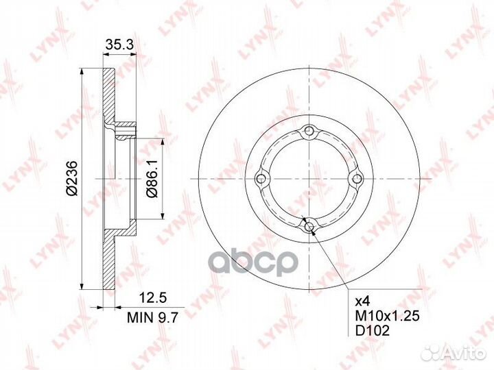 Диск тормозной передний (236x12,5) BN-1359 lynx