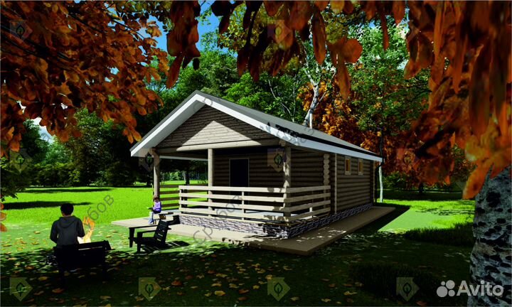 Сруб бани 6 на 6+терраса 3 м и перегородками внутр