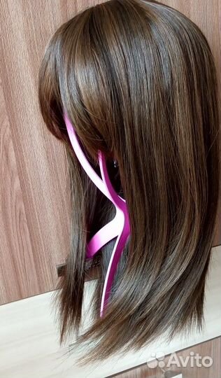 Парик удлинённый тёмно-коричневый mix