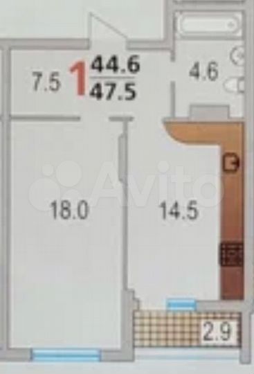 1-к. квартира, 47,5 м², 2/10 эт.