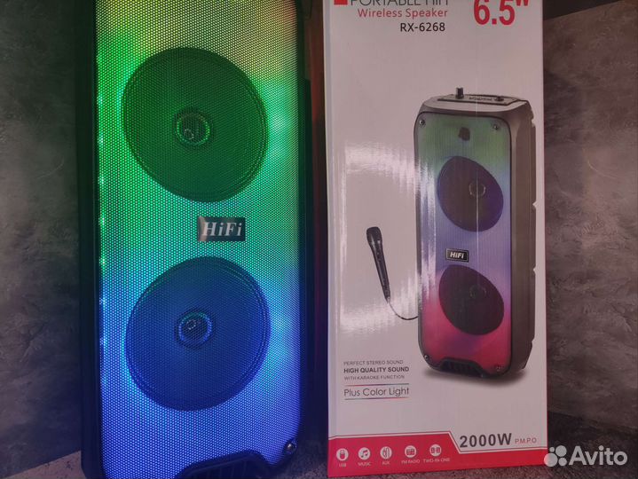 Колонка большая с микрофоном гарантия